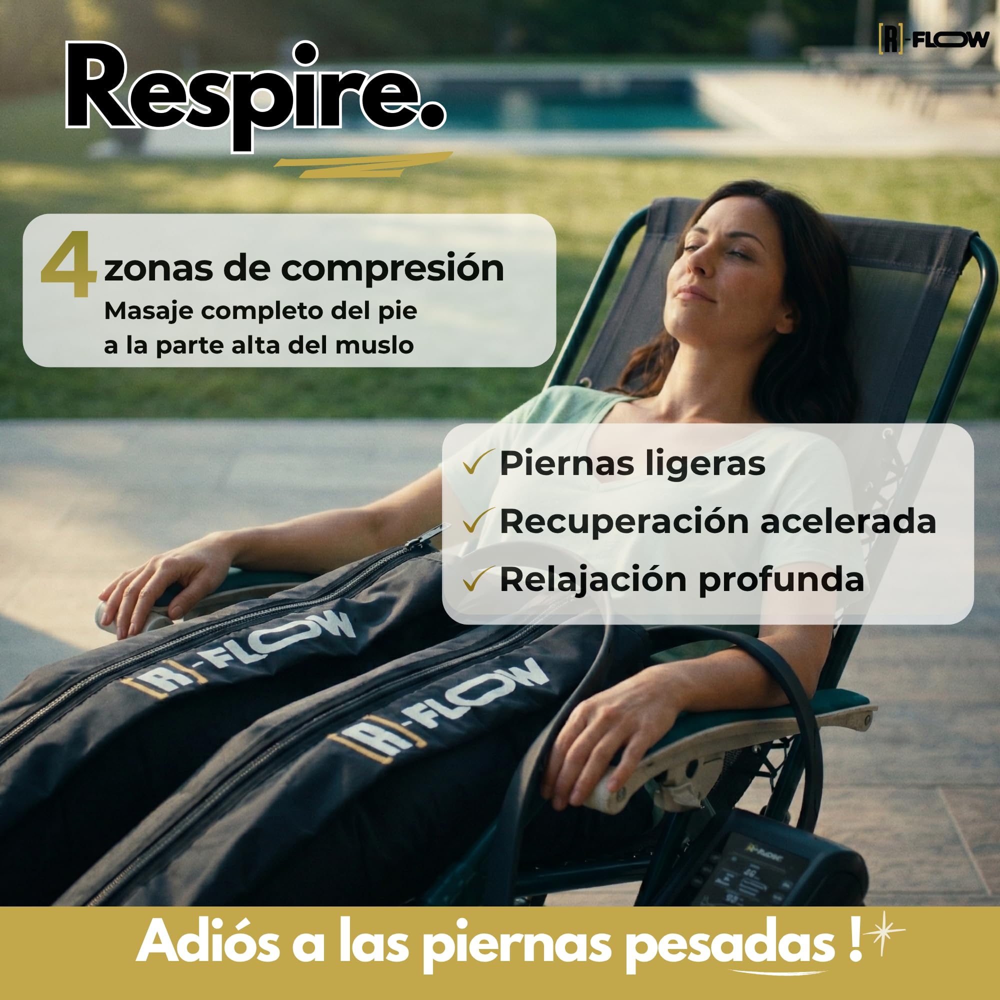 [R]-FLOW Presoterapia para Casa 4 Zonas|Botas Presoterapia Piernas|Masajeador Anticelulitico Reductor|Presoterapia Profesional|Masajeador de Pies y Piernas|Drenaje linfatico| Regalo dia de la Madre