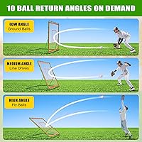 Vista 2 de KingDolly 4x4.5FT Overlocked Seam Baseball Rebounder Net, Bounce Back Net with 10 Adjustable Angles, Pitch Back Baseball Rebounder for Ground/Line