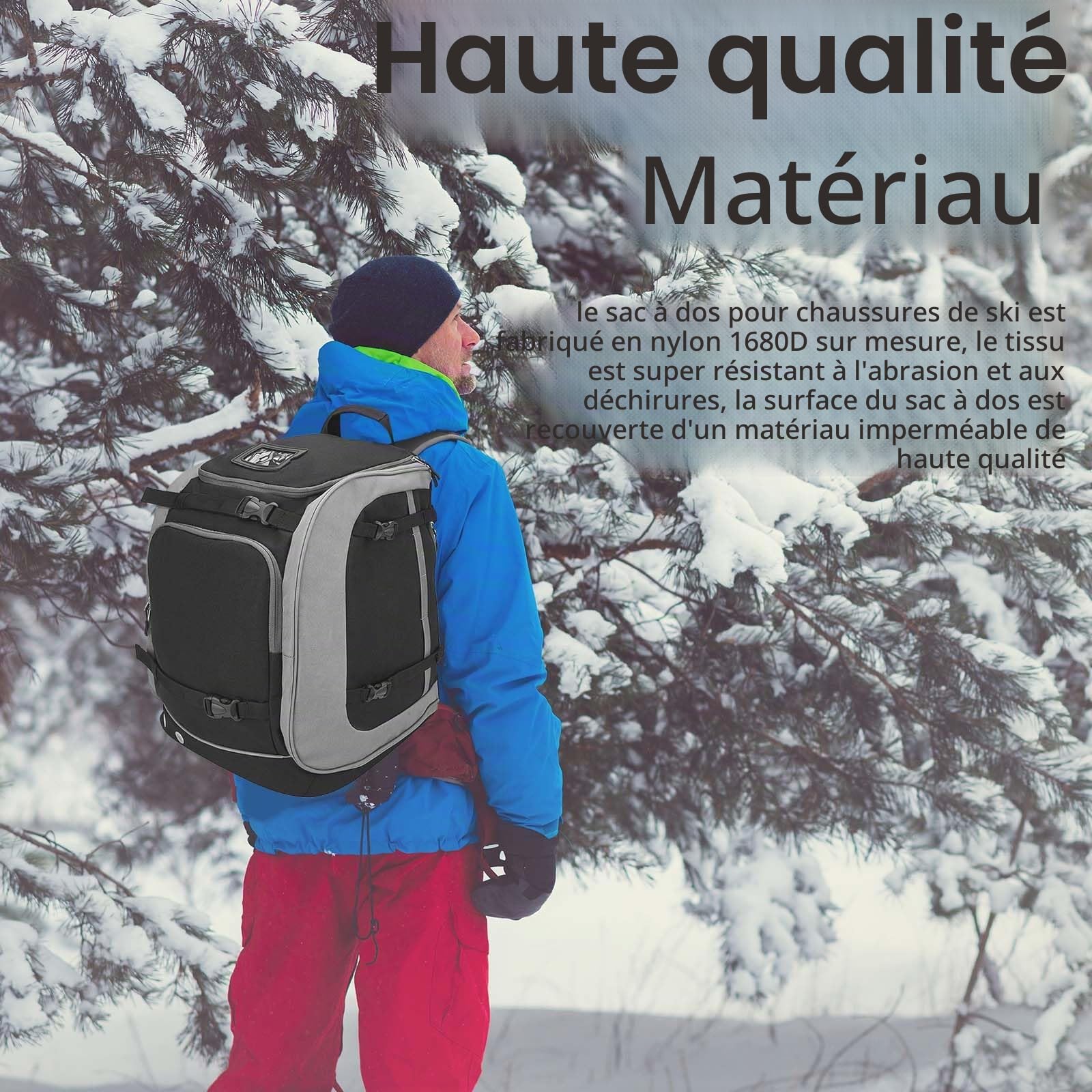 Sac à Chaussures De Ski, Grand Sac De Ski 65 L Pour Chaussures De Ski De Sport Sac à Dos De Ski De Randonnée Utilisable Pour Le Snowboard Les Chaussures De Ski Les Patins à Glace Le Casque Gants