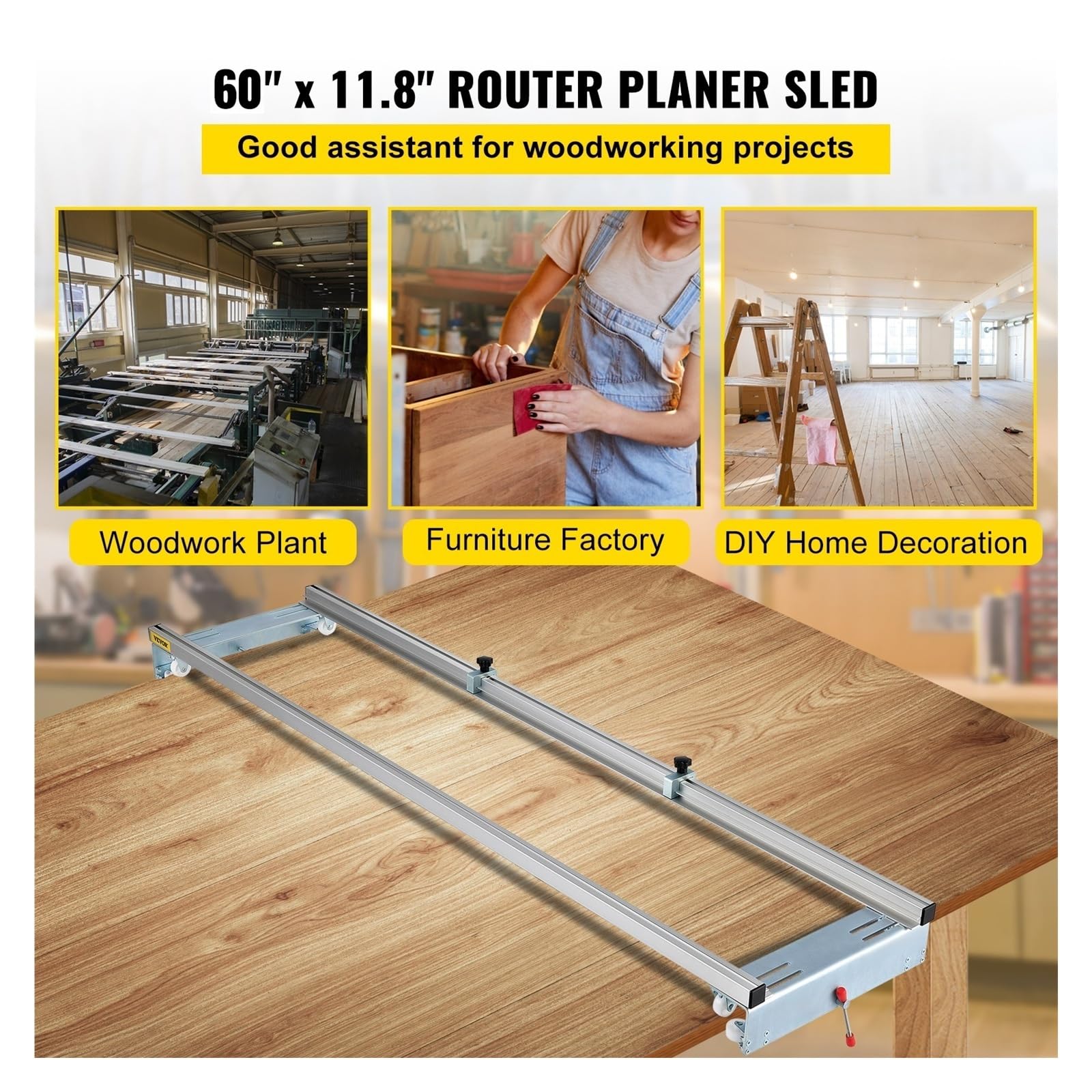 Guida for bordi del router regolabile da 64" / 162 cm, slitta for piallatrice, asse XY, for spianatura legno, fai te for la casa Per uso fai da te