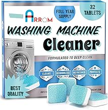 ARROM Pro Quality Washing Machine Cleaner Tablets, Deep Cleaning Descaler for Front and Top Load Washers, 32 Pack Dishwashing Detergent
