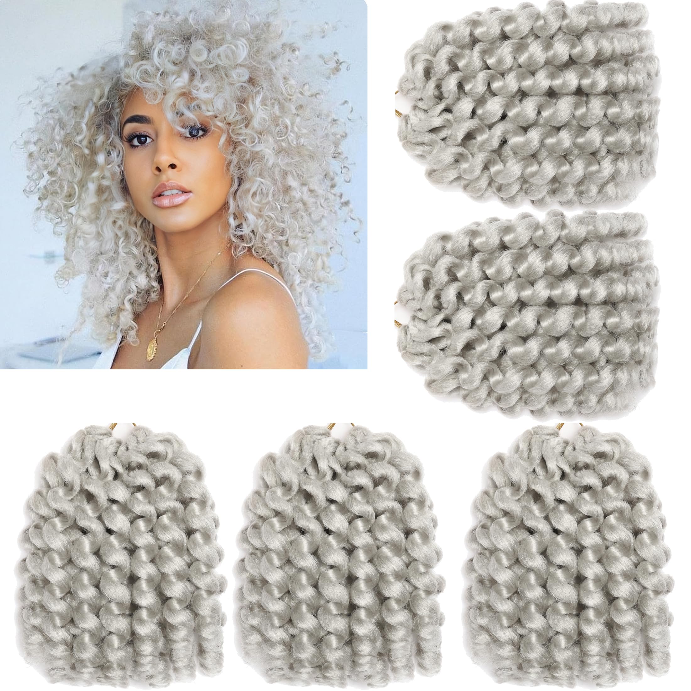 Short Jamaican Bounce Crochet Hair 5 Packs 2X Ringlet Wand Curl Crochet Hair 8 Inch Curly Crochet Hair Extensions Medium Shoulder Length Long Crochet