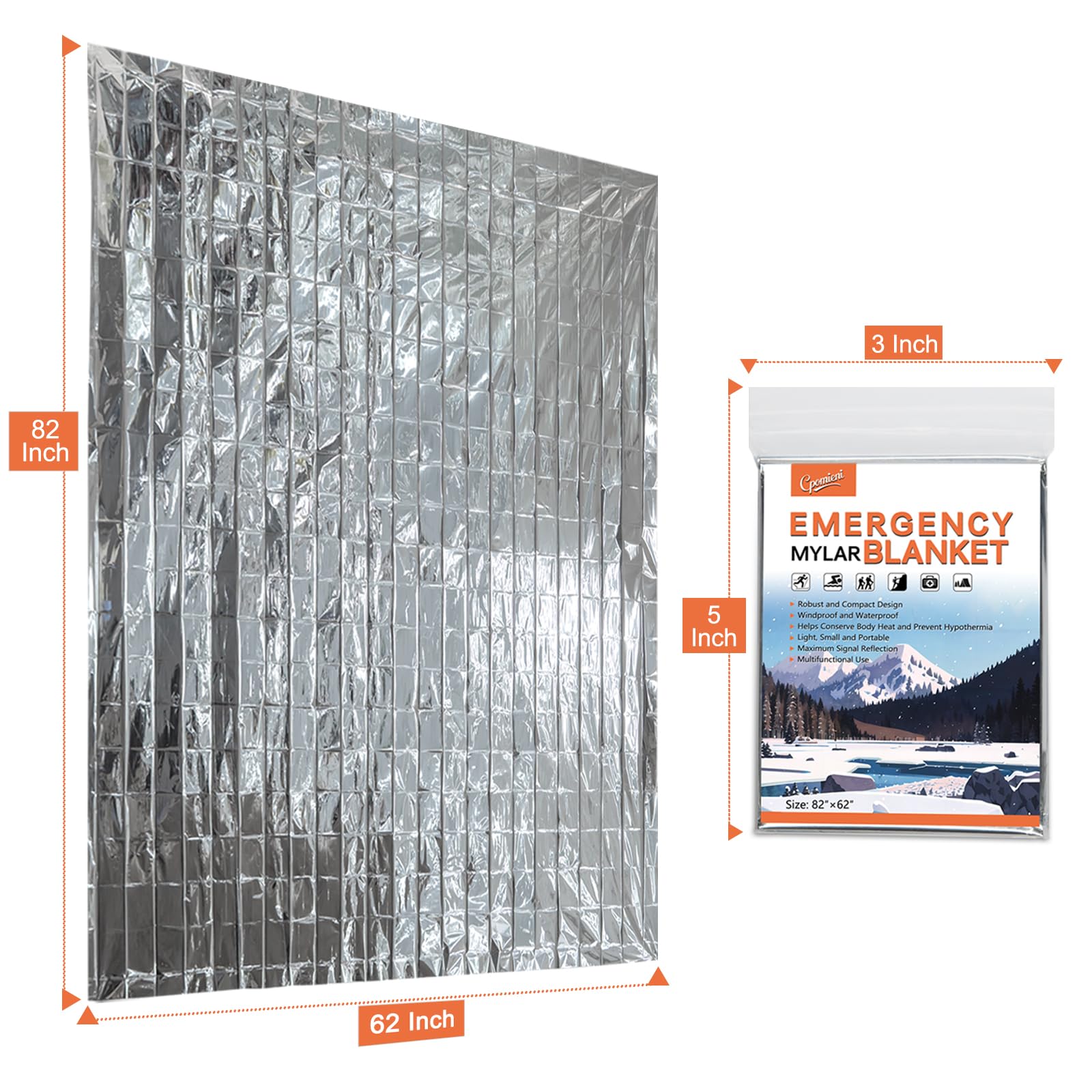 CPOMIENI 4-Pack Emergency Mylar Thermal Blankets 1