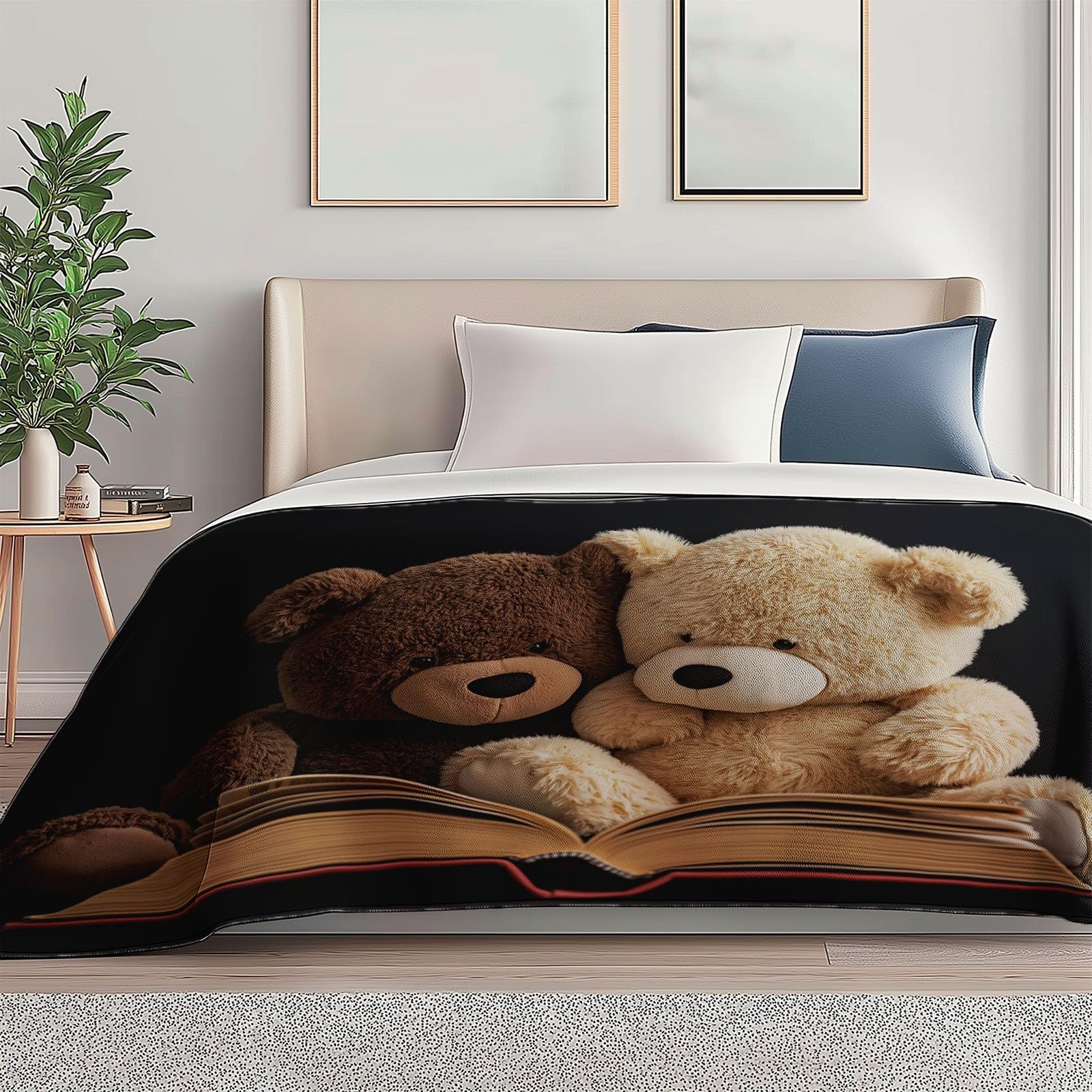 Kuscheldecke Erwachsene 3D Bunt Flanelldecke Sherpa Fleecedecke Erwachsene 150 x 200 cm Weiche Microfaser Warmer Wohndecke Einfacher Teddybär Motiv leichte und warme Wohndecke
