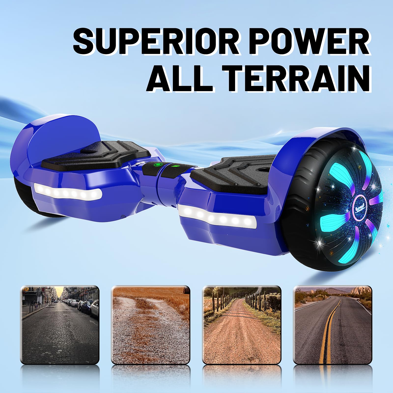 FINKI Hoverboard for Kids, with Bluetooth Speaker and LED Lights 6.5" Self Balancing Scooter Hoverboard for Kids Ages 6-12