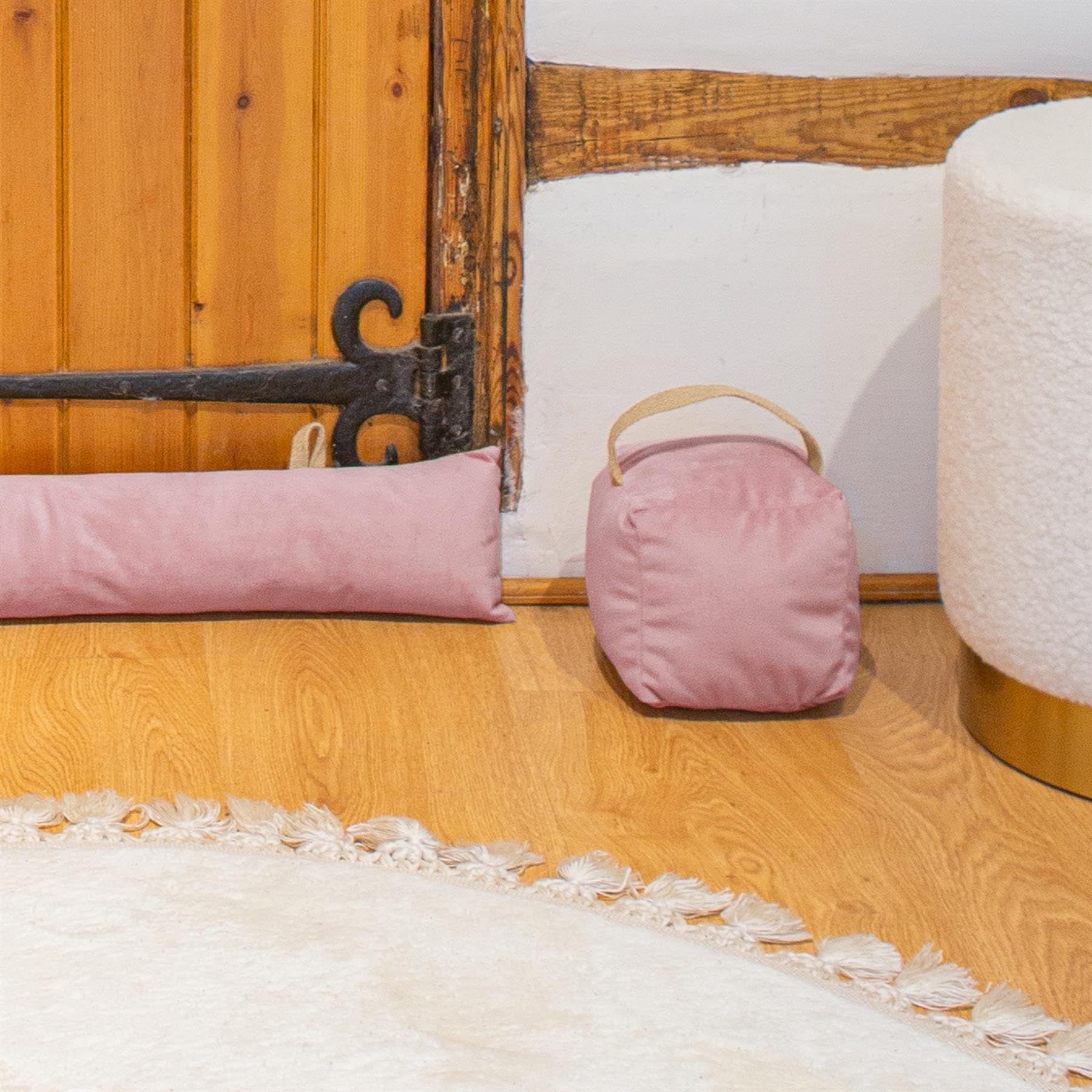 Nicola Spring 2X Rose 60cm X 12cm Velours Boudins De Porte