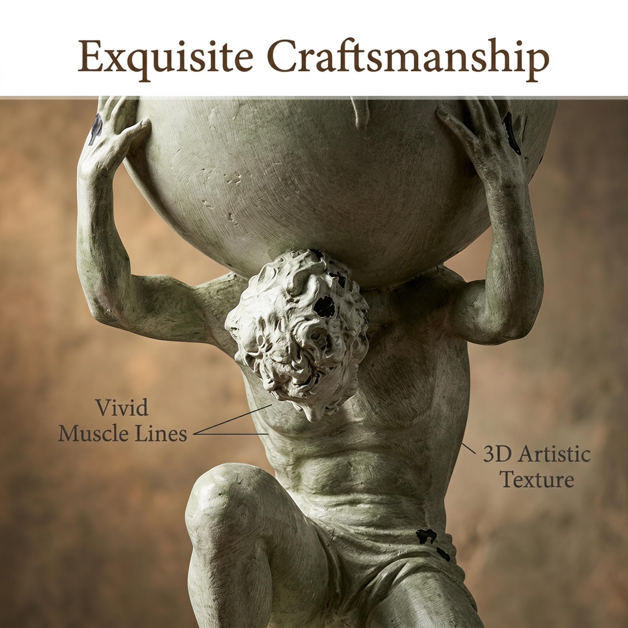 Atlas Holding Up World - Escultura de personaje, figura de resina para sala de estar, mesa, estante de oficina, escritorio