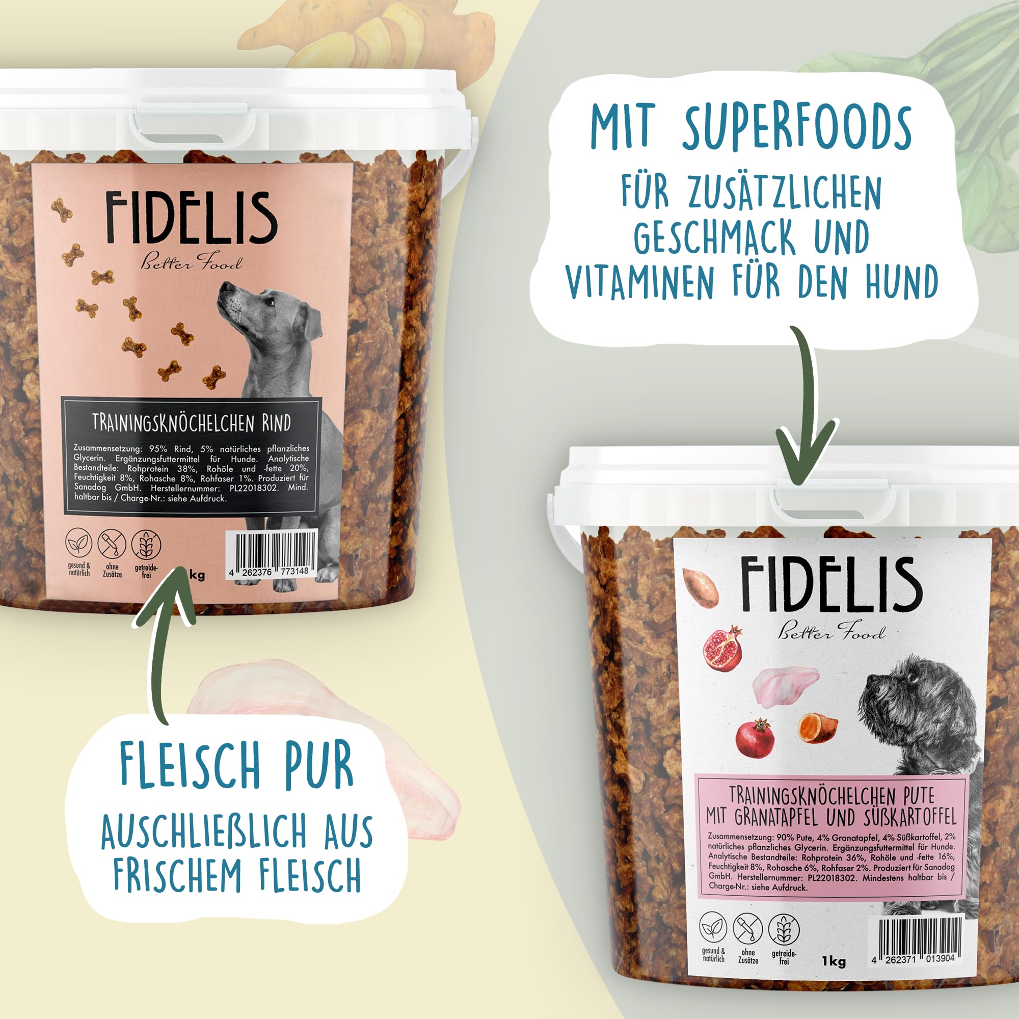 Chevillères d'entraînement de bœuf (seau de 1 kg)