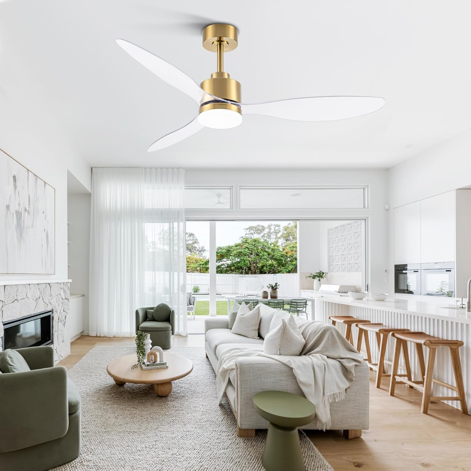 Gold and Clear 52 Inch LED Ceiling Fan with Remote Control