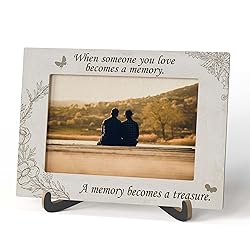Qiwog Memorial Photo Frame - When Someone You Love Becomes a Memory Bereavement Wooden Tabletop Picture Frame with Stand - Memorial Gift for Loss of Loved One - Sympathy Gifts Home Office Decor -A51