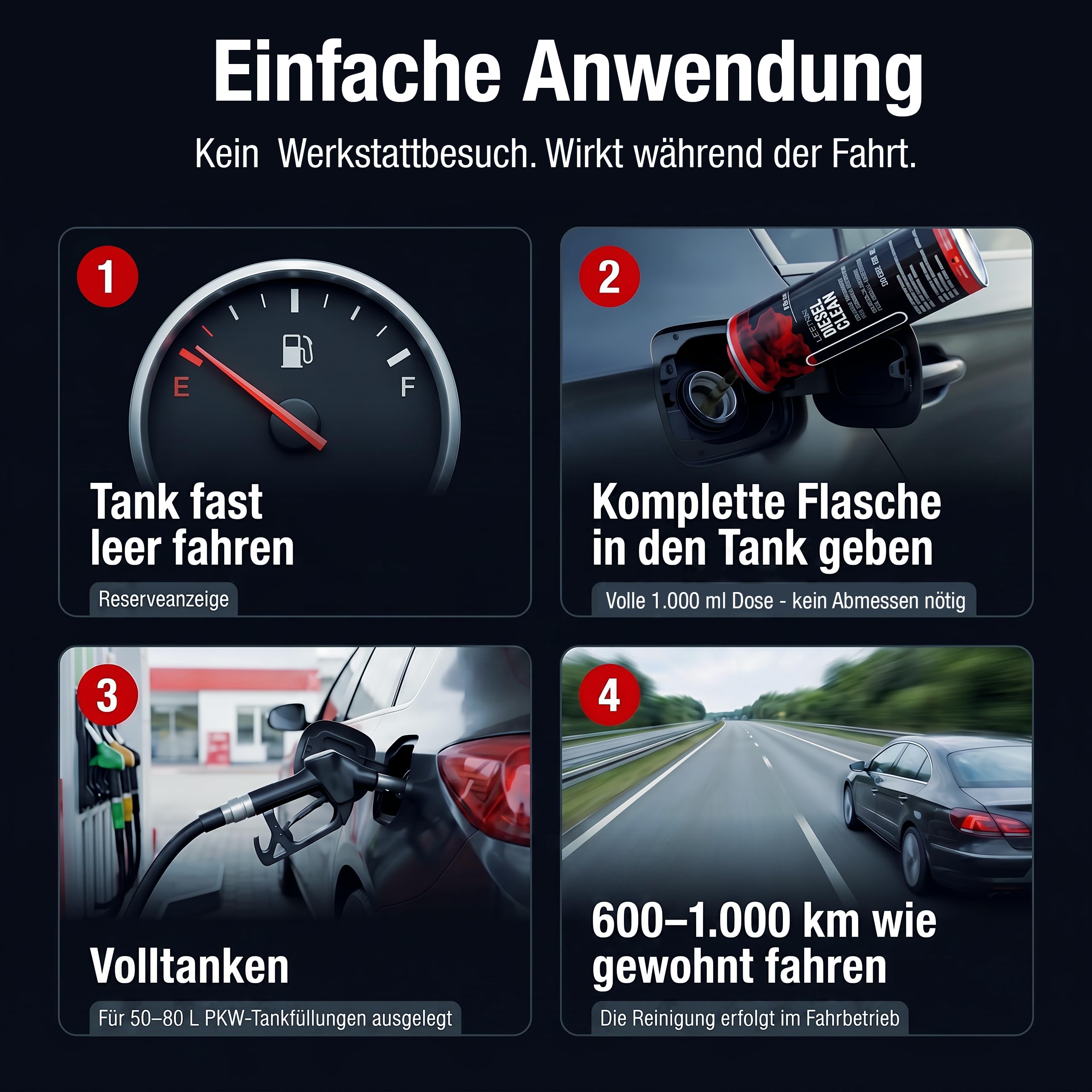 LIFETIME Diesel CLEAN Pro-Line - 1.000ml hochwirksamer Diesel Reiniger | Diesel Systemreiniger | Injektoren Reiniger Diesel | Diesel Additiv | alle 10.000km