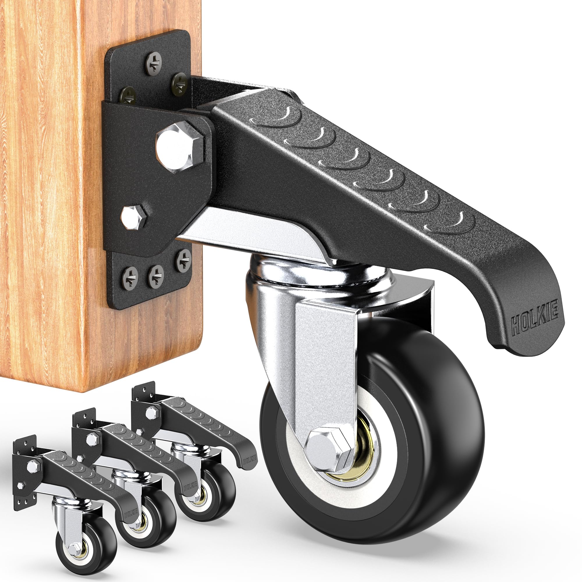 HOLKIE Retractable Casters Heavy Duty Casters with Lifting and Lowering Function Maximum Load of 900 lbs (4 casters) for Workbenches or Other