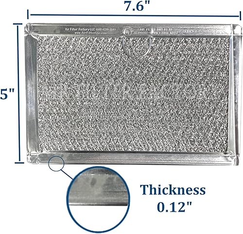 Miniatura 2 de Filtro de grasa para microondas 651858 Reemplazo para Bosch 5 x 7.63 x 0.09 pulgadas, malla de aluminio de 12 capas, paquete de 2
