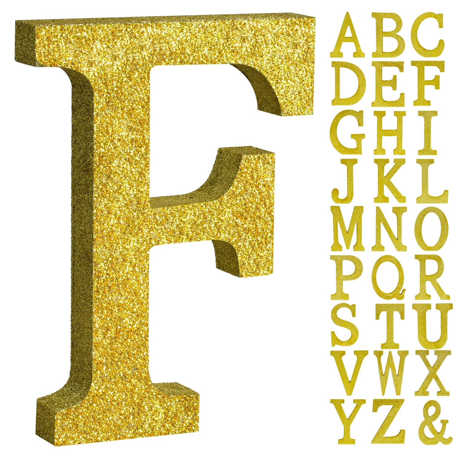 TONIFUL 8 Inch Gold Glitter Letter F Table Centerpiece A-Z Gold Birthday Party Decorations,Gold Alphabet F for Birthday,Chrismas,Graduation,Bridal Shower,Wedding,Anniversary Party Supplies