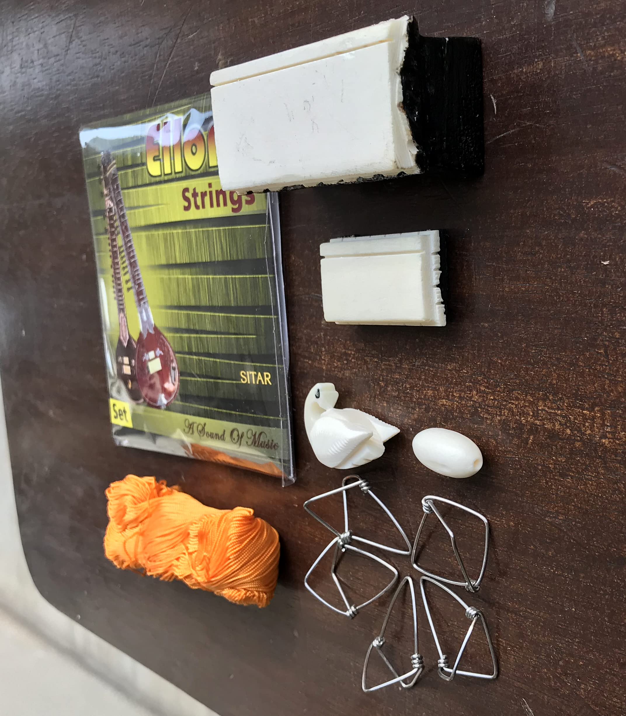 Ellora Sitar Accessories Strings Bridge Mizrab fret thread tuning beads all in one - Image 4