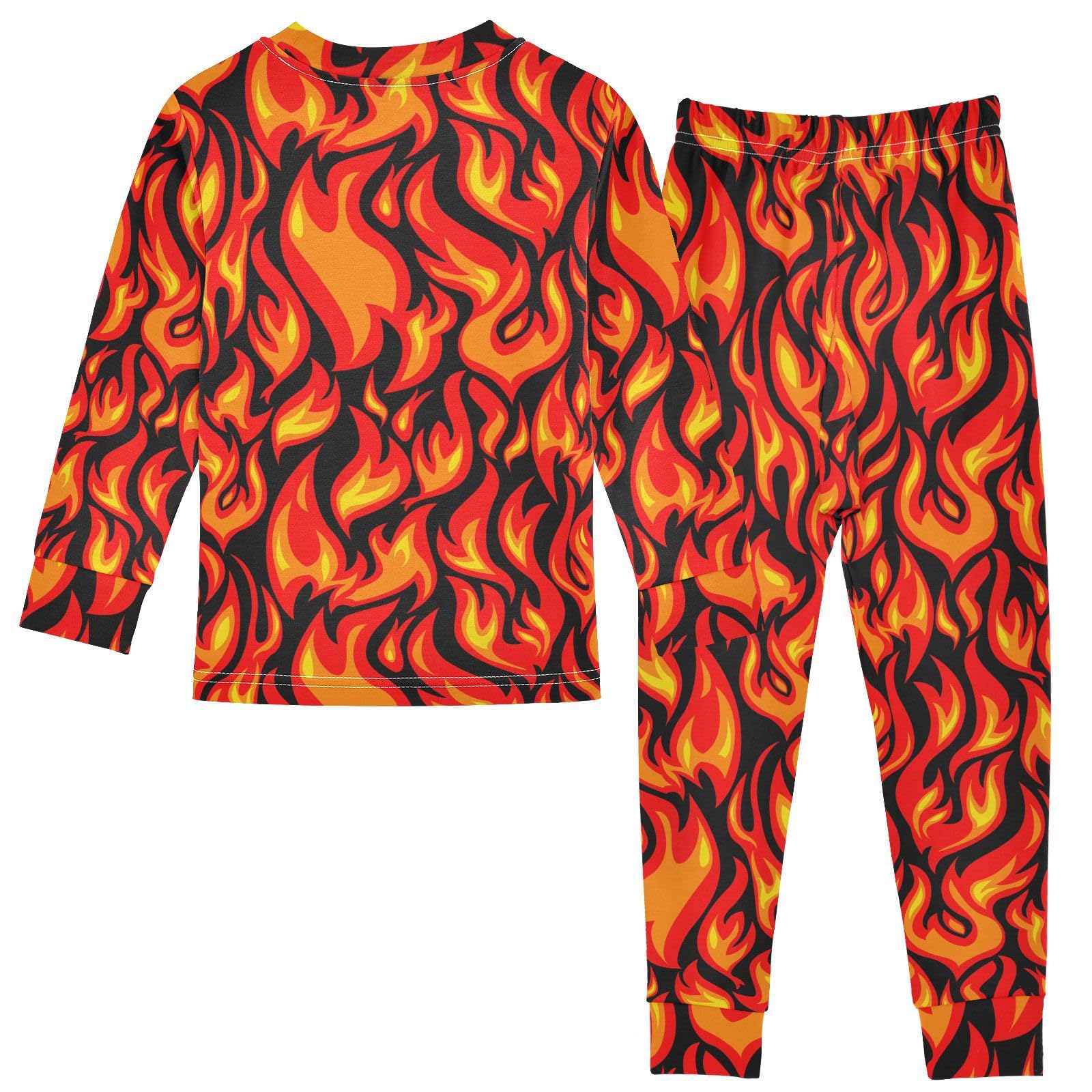 JHKKU Flame Pajamas Set Cotton 2 Piece Soft Comfy Pjs Long Sleeve Lounge Sleepwear 24M