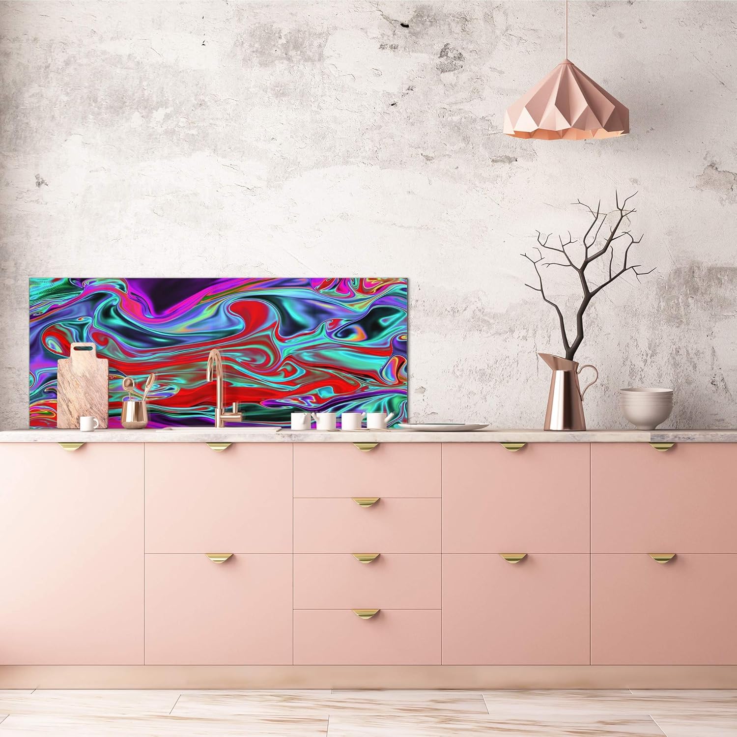 Concept Crystal Modern Glass Backsplash - Fantasy&Sci-Fi Series BBS13: 31.5" x 12.6" Multicolor Abstract Rectangular Wall Tile (1 Count, 6 Pieces)
