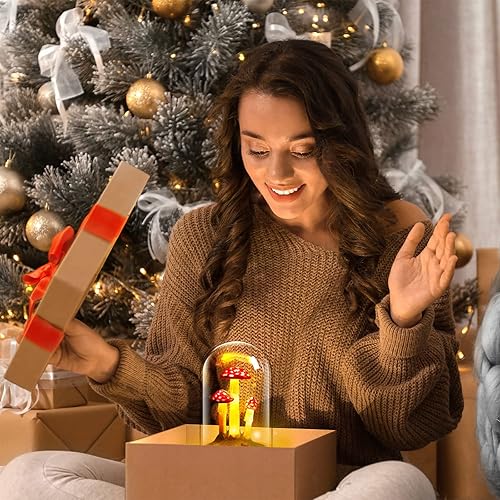 Miniatura 6 de Lámpara de noche de hongos, lámpara de hongos, decoración de hongos, luz LED en cúpula de cristal, lámpara de hongo con base para decoración del
