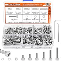 Vista 9 de 140 piezas M6 x 0.315 in /0.394 in /0.472 in /0.630 in /0.787 in, cabeza hexagonal, tornillos métricos, arandelas, tuercas, kit de tuercas de acero