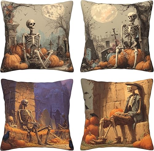 Miniatura 15 de Worltoldb juego de 4 fundas de almohada decorativas de Navidad retro, fundas de almohada de lino de Navidad de invierno, funda cuadrada de cojín