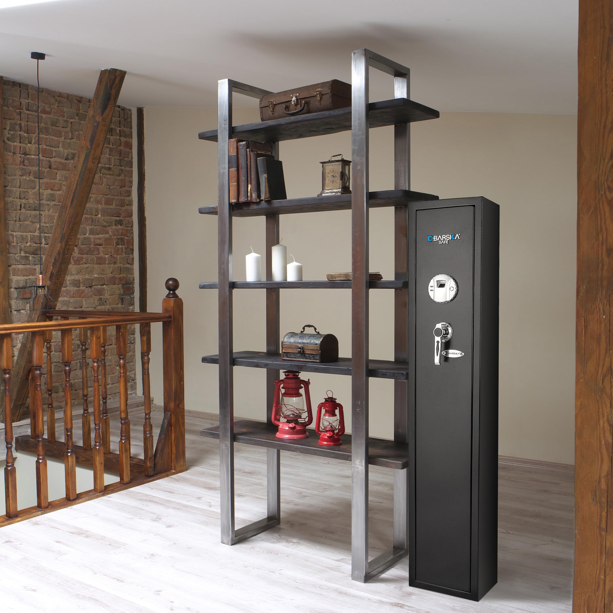 BARSKA Quick and Easy Access Biometric Fingerprint Rifle Shotgun Firearm Long Gun Safe for Home with Optional Silent Mode & Removable Shelf