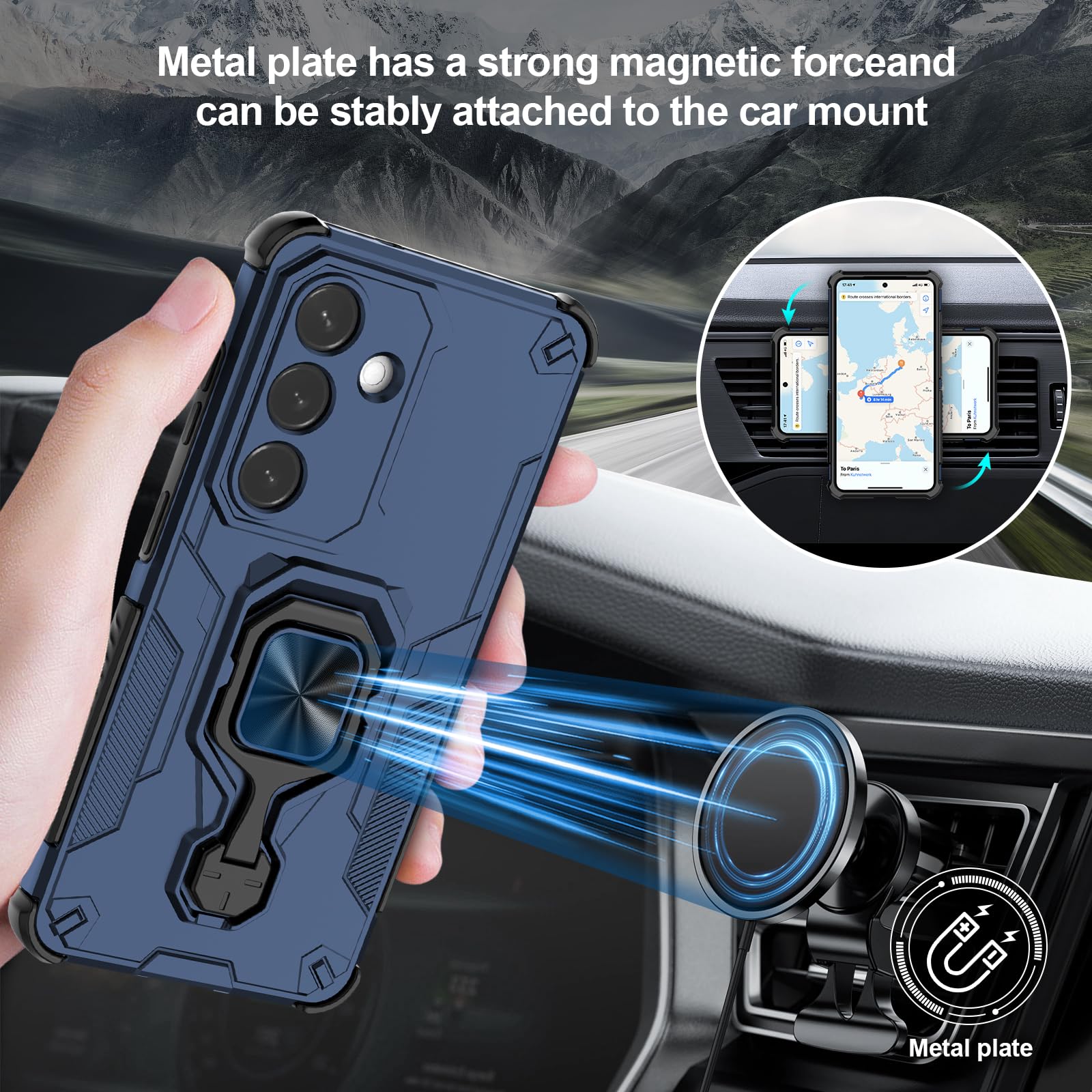 Funda para Xiaomi Redmi Note 15 Pro 5G, Carcasa Antigolpes con Soporte anular metálico, Case Protectora de Grado Militar, Azul — view 61