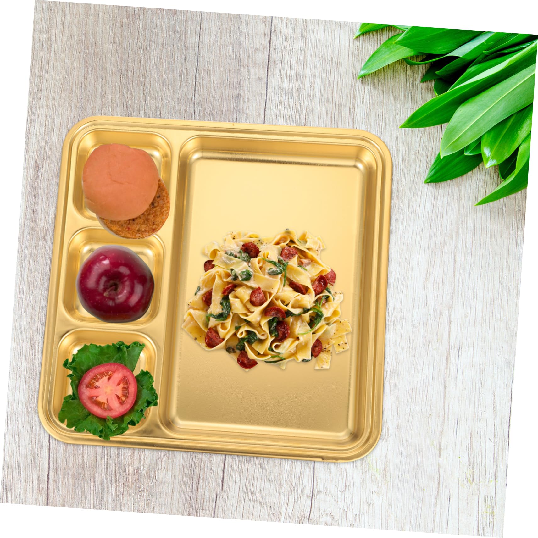 CIYODO Stainless Steel Plate Divided Serving Platter Set Compartment Plates for Food