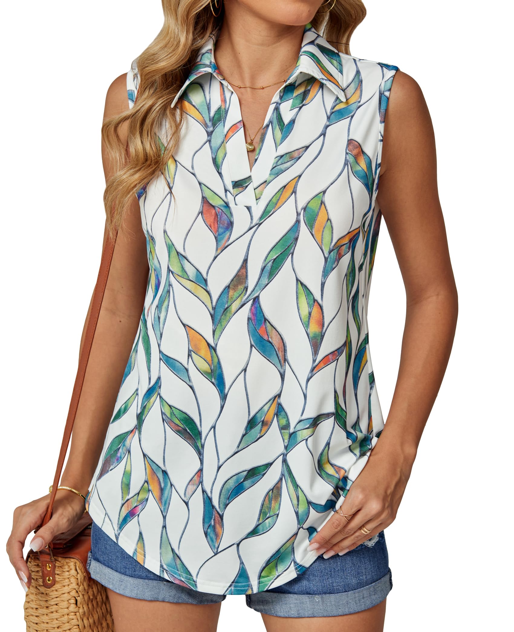 BAISHENGGT Damen Tank Tops Elegant Basic Ärmellos Oberteile Sommer V-Ausschnitt Tunika Lässige Blusen Shirt