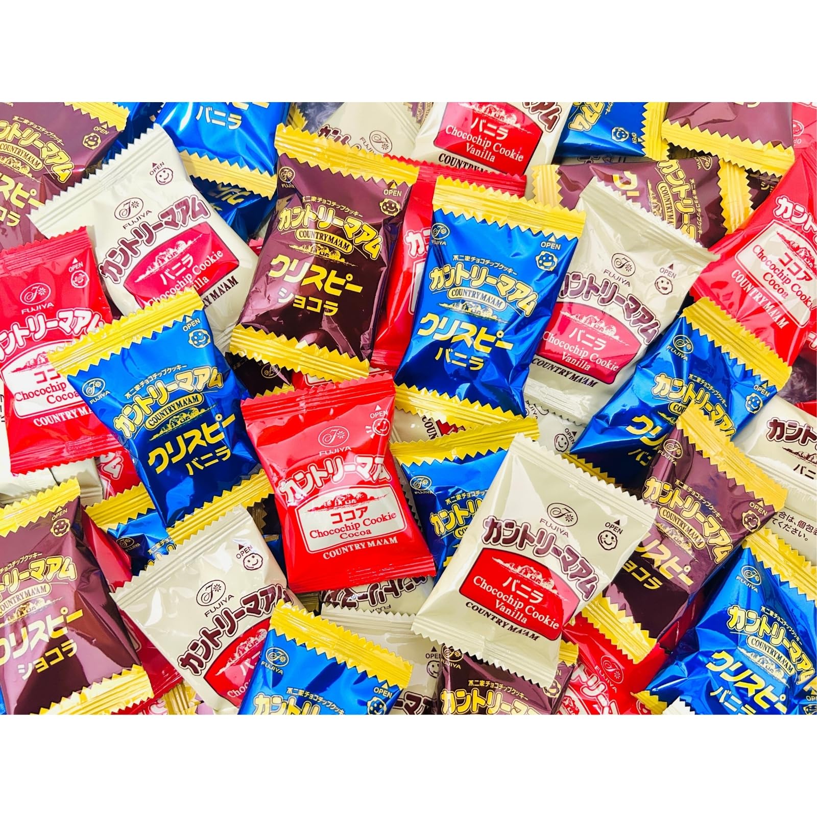 不二家 カントリーマアム 108袋入り 大容量 業務用 お菓子 詰め合わせ 約1.1kg 4種アソート 個包装 大量 チャック袋 パーティ イベント クッキー (クリスピーバニラ クリスピーショコラ バニラ ココア) K