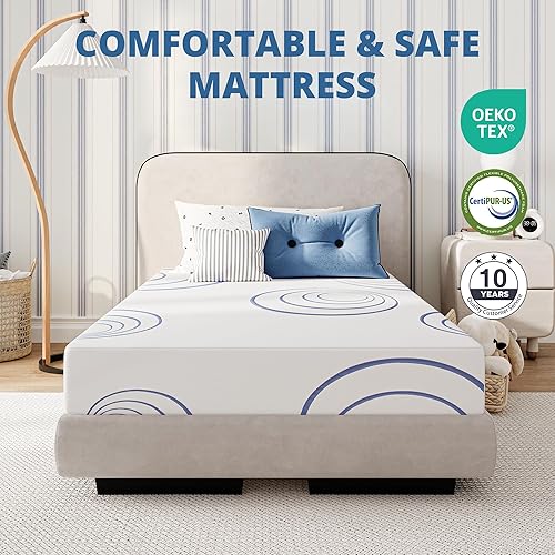 Miniatura 9 de EGOHOME - Colchón individual de 10 pulgadas, colchón de espuma viscoelástica de gel de carbón en una caja, sin fibra de vidrio mediano, certificado