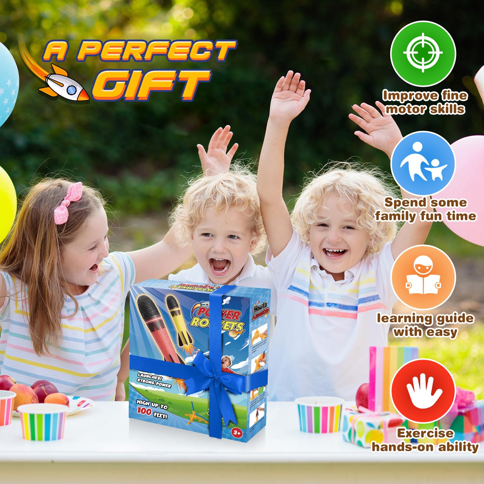 HappyKidsClub Razzo Spaziale Giocattolo, Giochi da Giardino per Bambini - Regalo Compleanno per Bambini