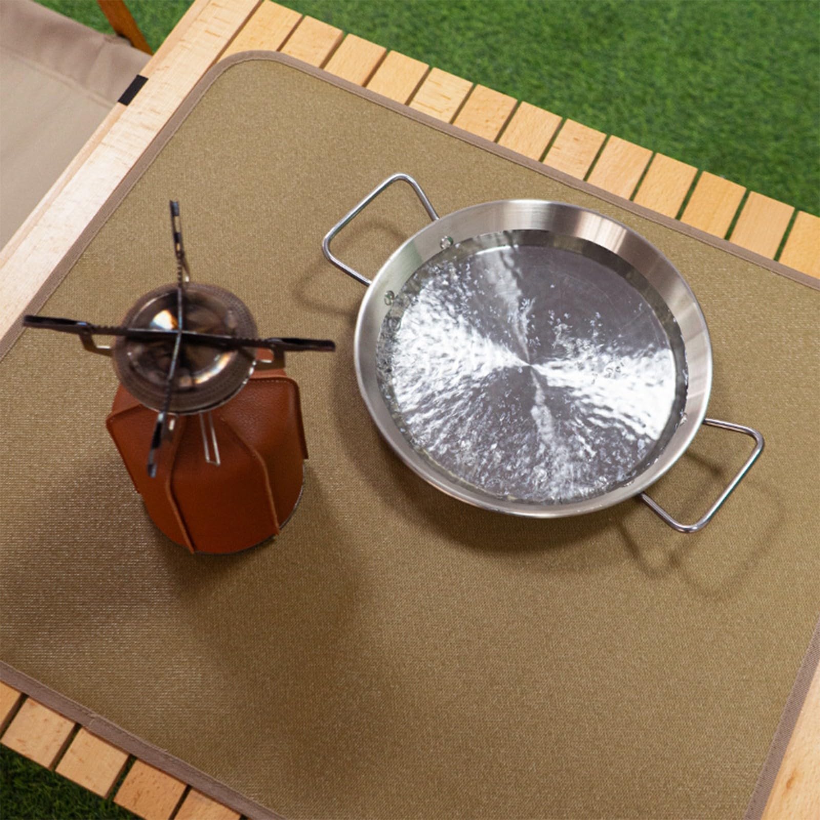 Estera Plegable portátil para Parrillas para Acampar, Almohadilla Aislante para picnics Aire Libre, Manta ignífuga para cocinar Aire Libre y Uso de emergencias para chimeneas, Estufa