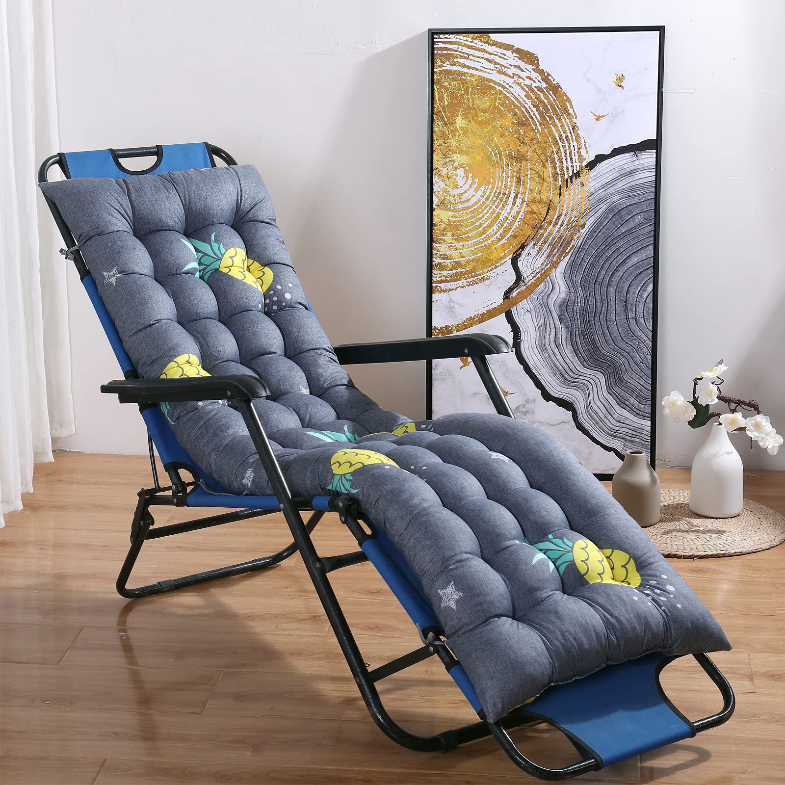 ROFIELTY Swing Cushions Chaise Lounge Cushions Outdoor Lounge Chair Cushion Rocking Chair Cushions Indoor Patio Furniture (Pineapple,20inch78inch)