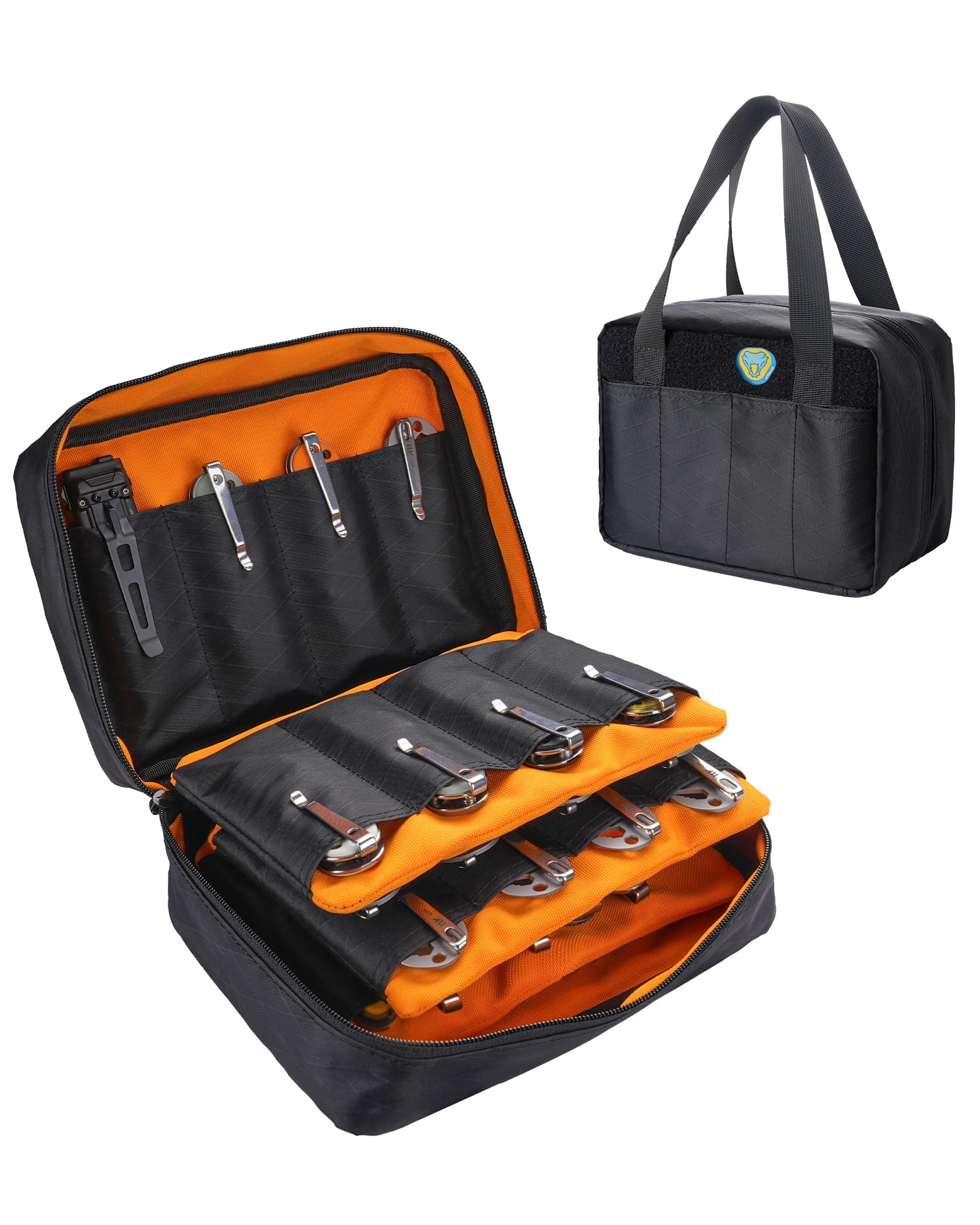 VIPERADE VE40 Knife Display Case with 40 Slots, Folding Knives Storage Holder, Knife Collection Carrier Bag for Folding Knives Flashlights Multitools