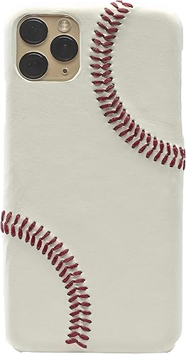 mcmadley Funda de béisbol para iPhone 11 Pro Max, fabricada con cuero de béisbol profesional y costuras rojas elevadas, funda fina, agarre