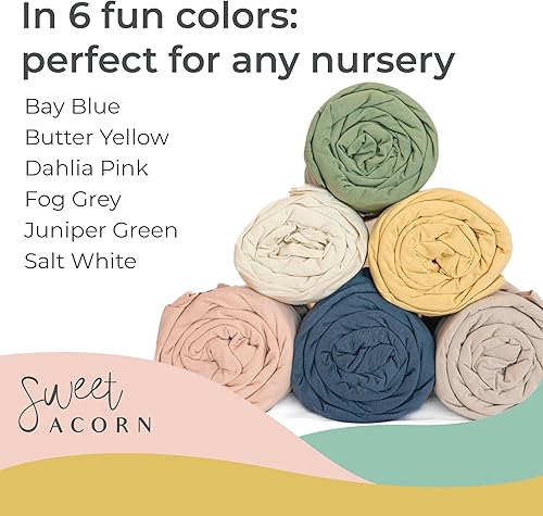 Miniatura 7 de Sábanas ajustables para cuna, ropa de cama de punto de jersey de algodón orgánico, se adapta a colchones estándar de cuna de bebé, 9 x 28 x 52