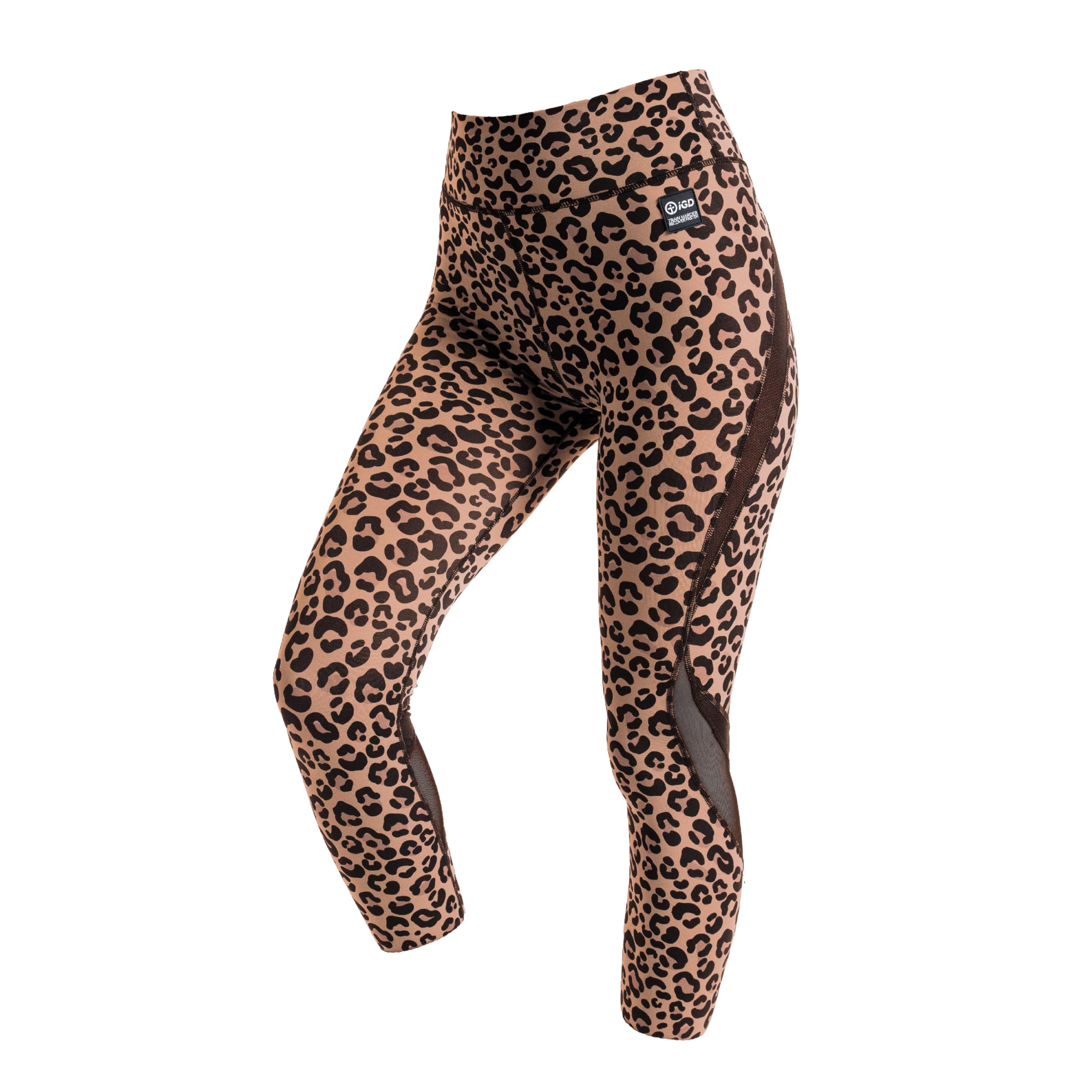 Igd Women's Espresso - Compression Tights For With Muscle Recovery Technology And Joint Support For The Gym, Cycling, Triathlon And More, Unrivalled Comfort, Moisture Wicking (Leopard Print) (Espresso) (Xs)
