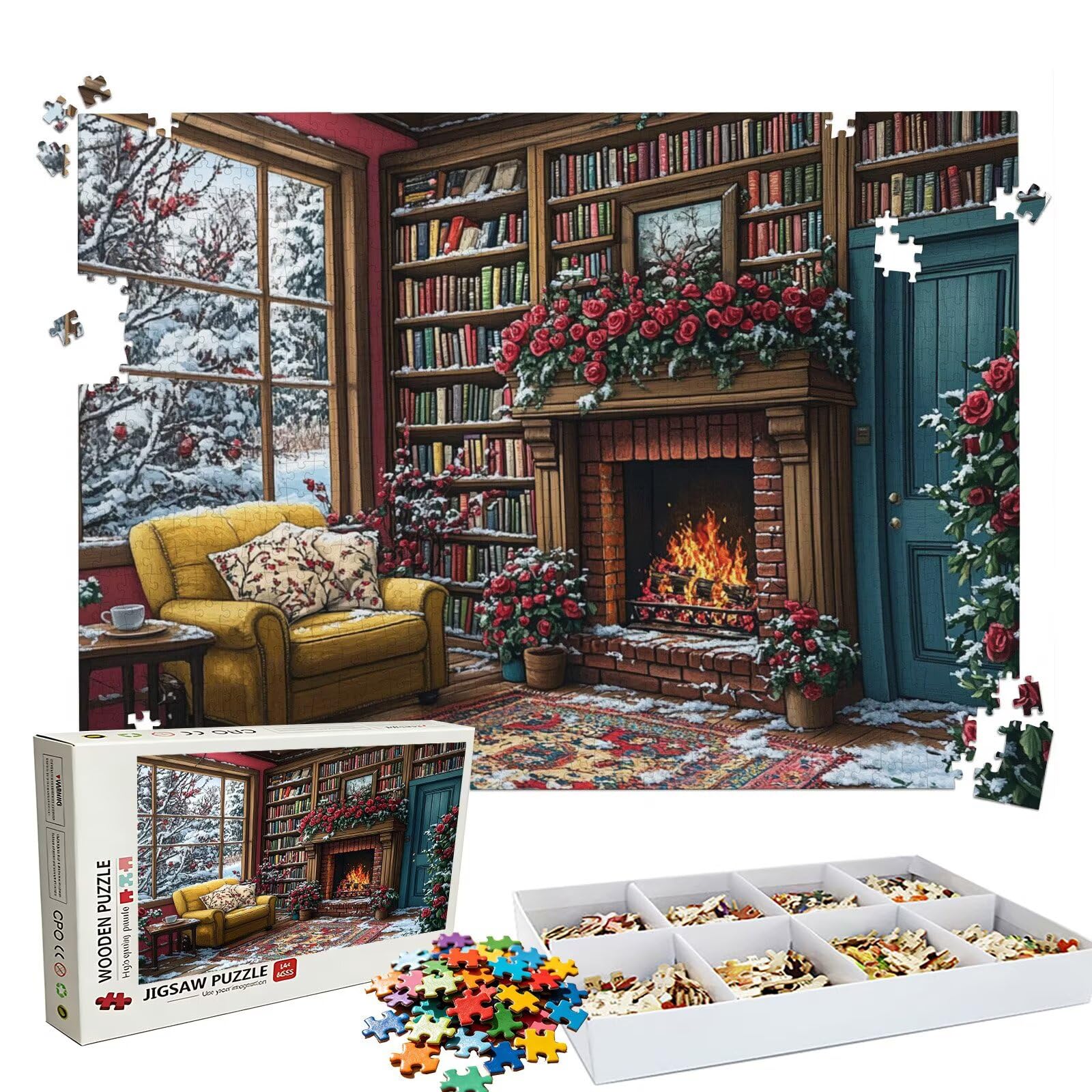 Puzzle 1500 elementów, 1500 elementów, dla dorosłych, motyw: kuchenka, księgarnia, drewniane puzzle, zestaw "zrób to sam" dla dorosłych, gruby materiał i idealne uzębienia, powierzchnia bez odbić