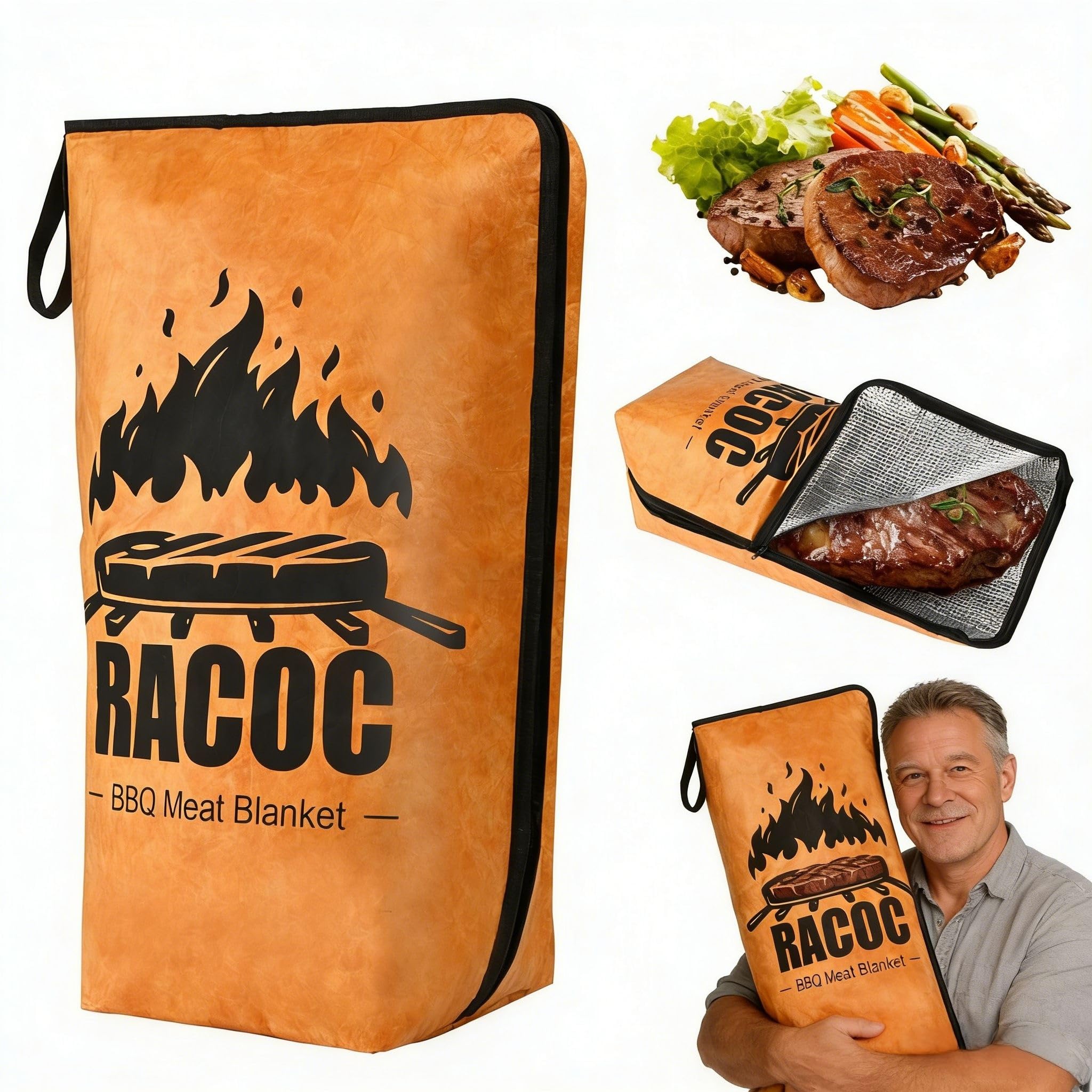 RACOC BBQ Blanket for Resting Meat, 21in Meat Resting Blanket for Grilling Accessories, BBQ Meat Blanket, Meat Resting Bag with Wide Mouth Design for