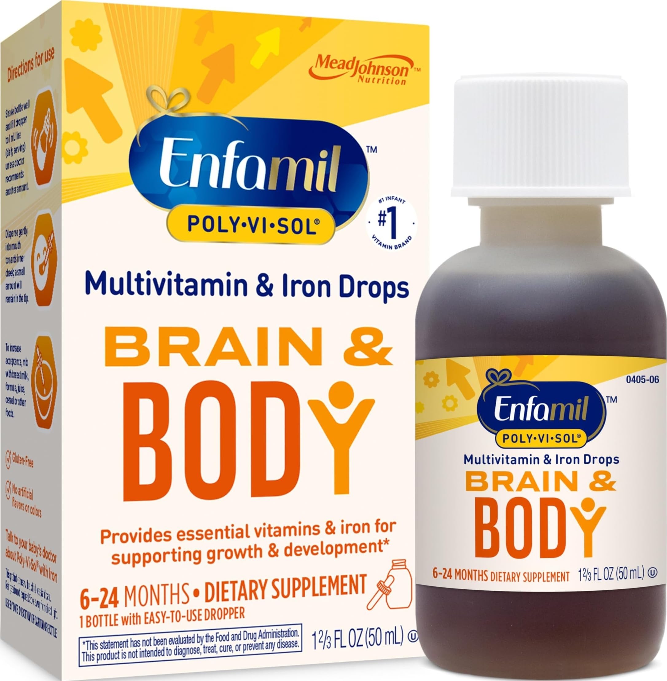 Enfamil Baby Vitamins Enfamil Poly-Vi-Sol 8 Multi-Vitamins & Iron Supplement Drops for Infants & Toddlers, Supports Growth &