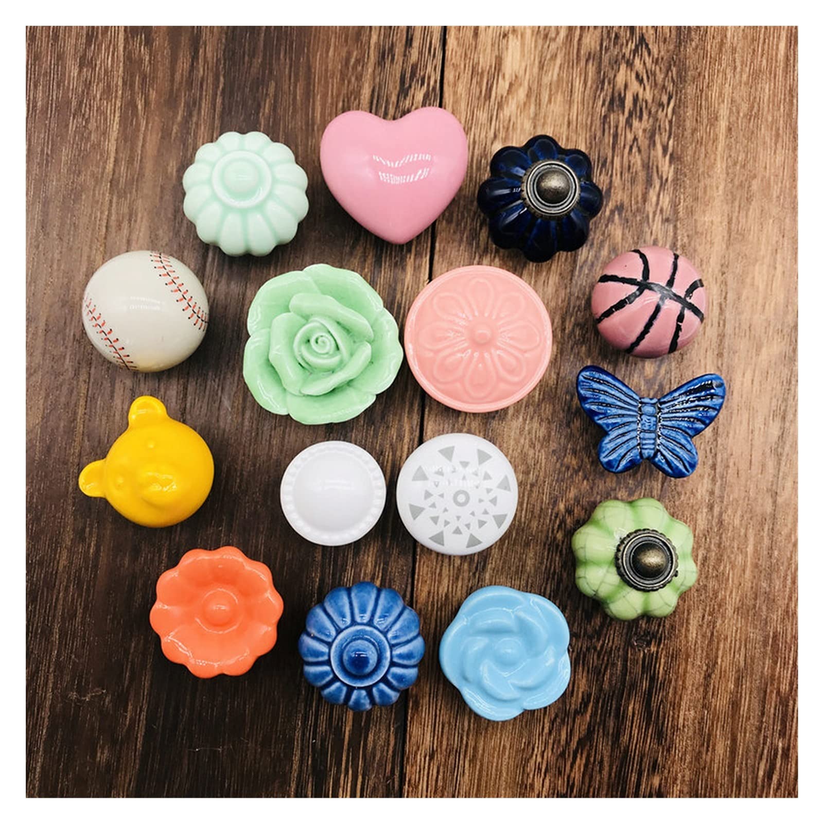 Poignée de porte enfant en forme de fleur et bouton d'armoire pastel