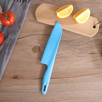 jawbush Professional Lettuce Knife to Prevent From Turning Brown, 11 Plastic Serrated Knife for Veggies, Fruit, Bread, Cake, Salad, No BPA for Cooking and Cutting - Safe & Durable Nylon Knife Set