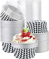 Vista 31 de EUSOAR Forros para magdalenas, 5 onzas de 4.2 fl oz para muffins con tapas, 100 piezas, moldes de crema brulee, moldes de papel de aluminio