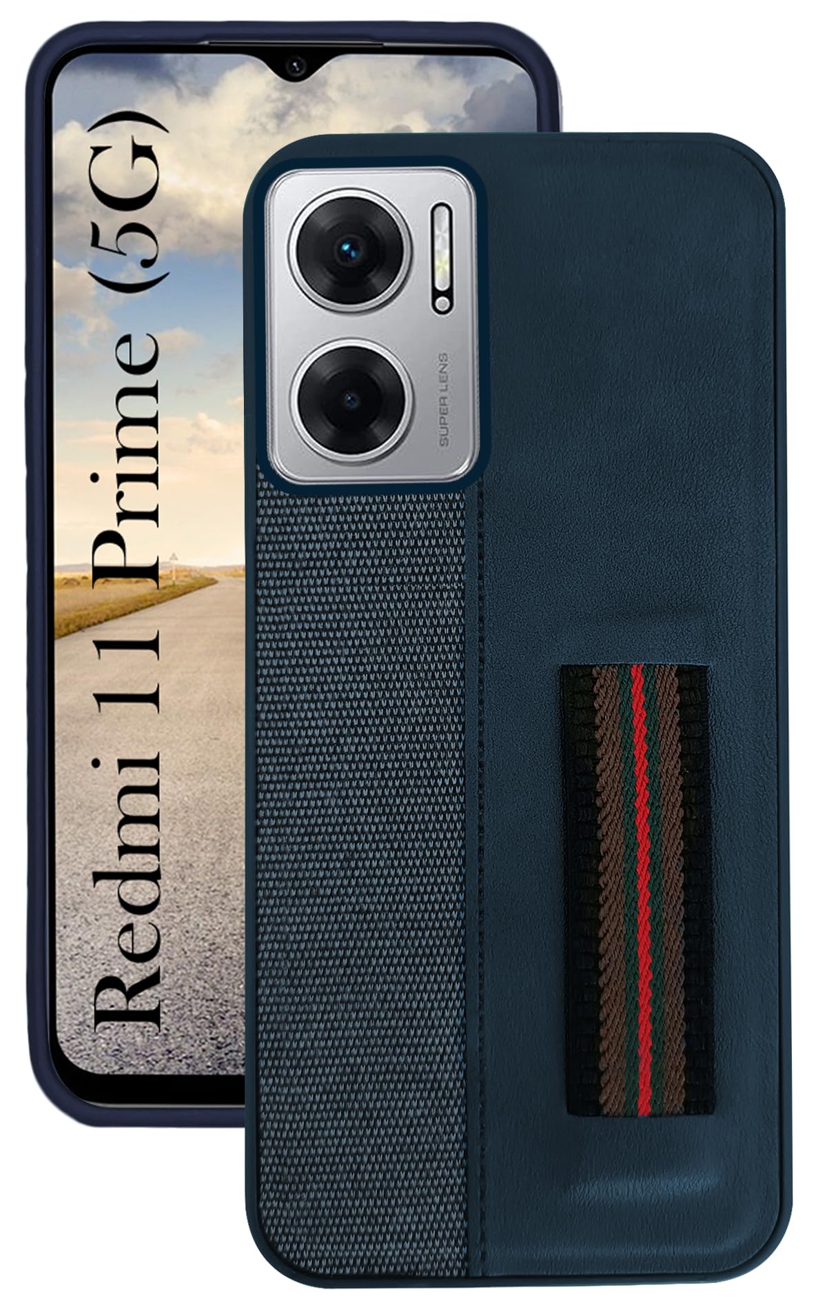Jkobi Back Cover Case for Xiaomi Redmi 11 Prime 5G (Professional PU Leather | Strip Chain Holder Socket | Blue) (B0CMTG4M9F) Amazon Price History, Amazon Price Tracker