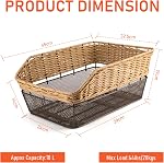 CXWXC Rear Bike Basket - Large Bicycle Rear Basket with Cargo Net and Waterproof Cover, Hand-Woven Baskets Rear Large Capacity