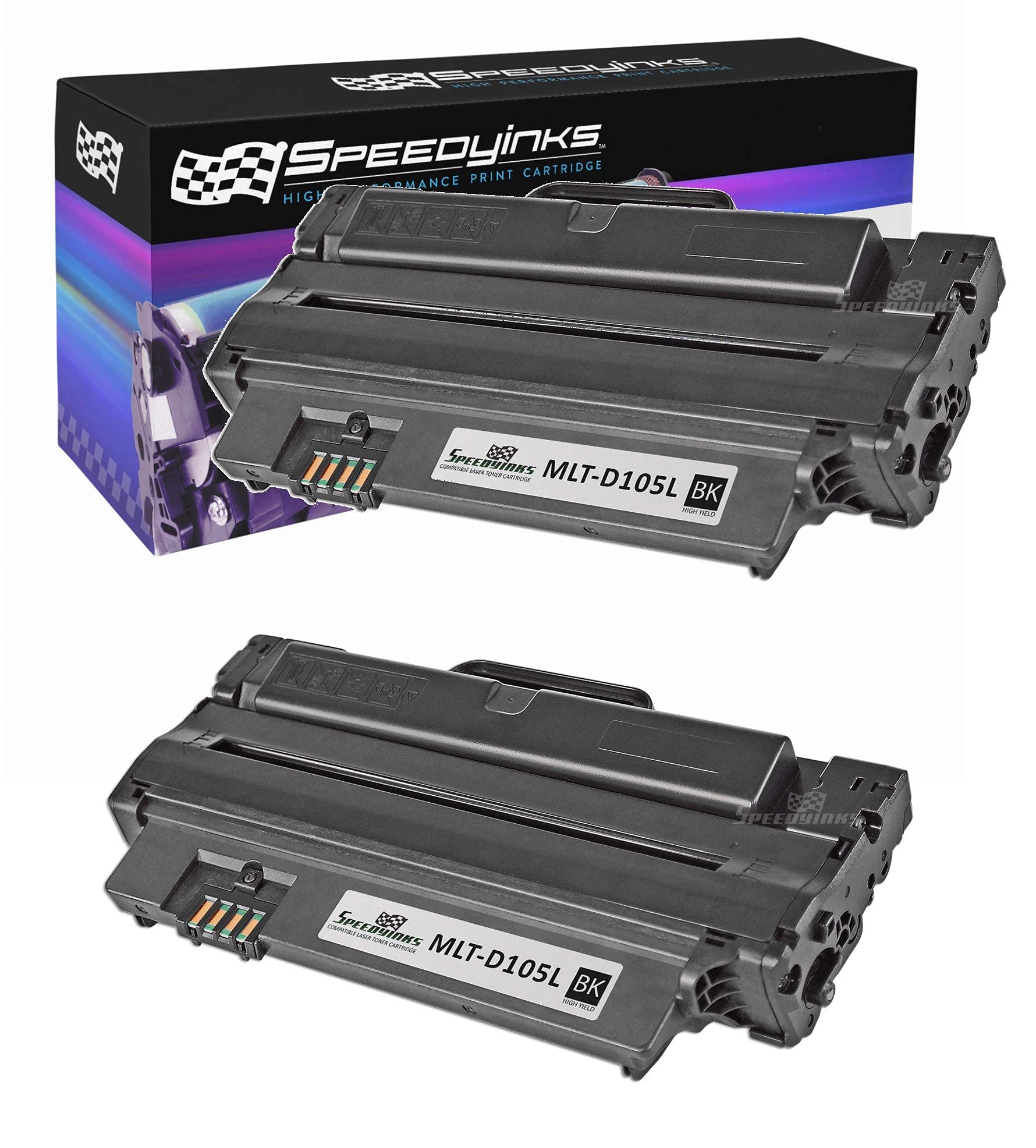 SPEEDYINKS Toner Cartridge Replacement for Samsung MLT-D105L High Yield (Black, 2-Pack) Compatible with ML-2525, ML-2525W, SCX-4600, SCX-4623F, SF-650