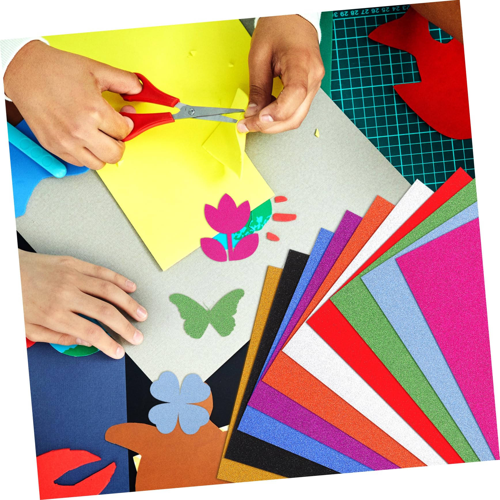 HOMSFOU Cartoncino Glitterato Colorato 60 Fogli Carta per Scrapbooking, Decoupage e Artigianato Fai da Te Colore Casuale