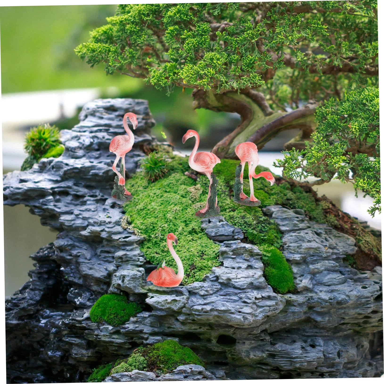 Toddmomy 4 Pezzi Statuette di Fenicottero in Resina, Decorazioni da Giardino per Bonsai e Micro Paesaggio, Rosa, Ornamento Piccolo