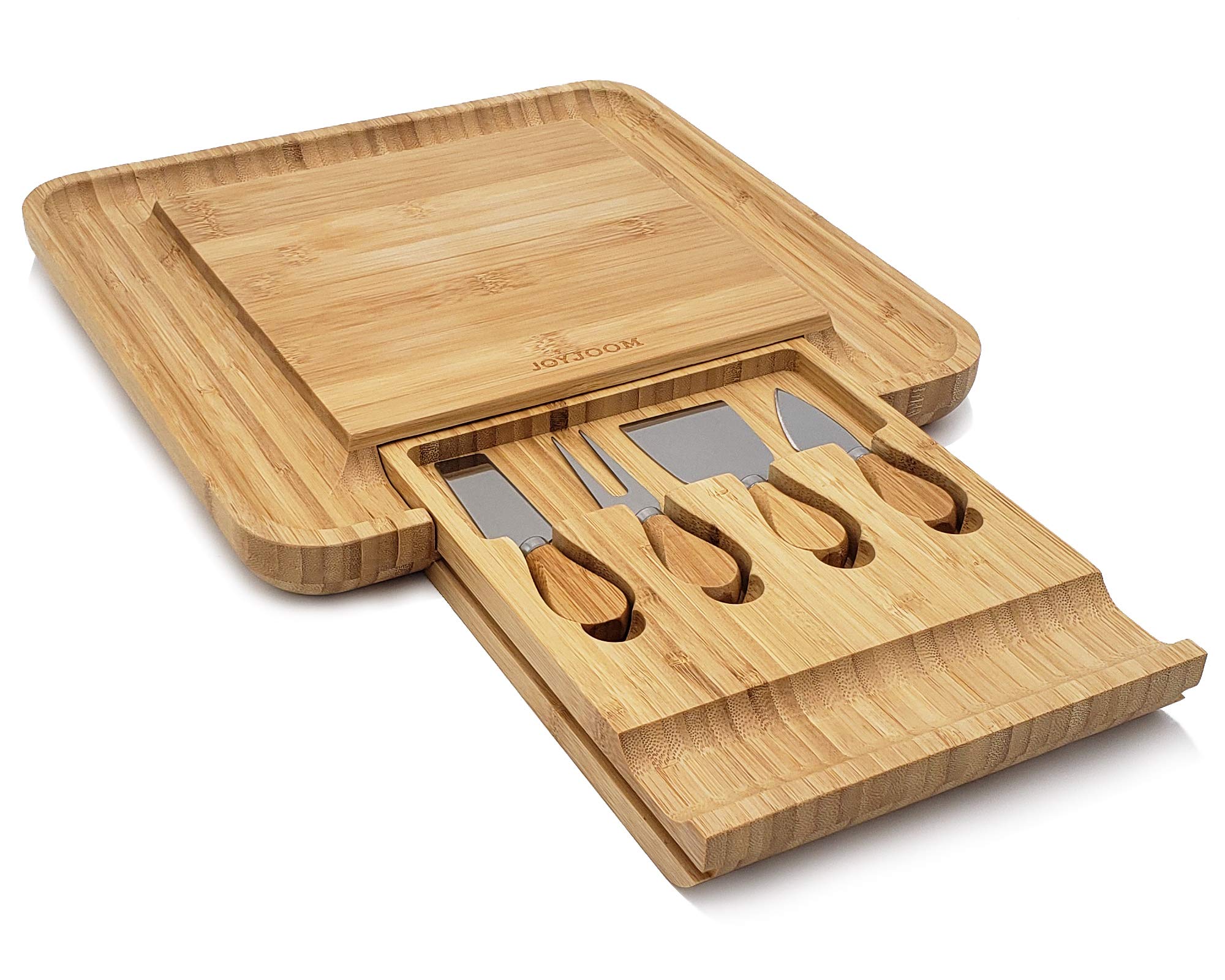 Premium Cheese Board and Knife Set - Bamboo Wood Charcuterie Board Set & Cheese Board Accessories Set - Kitchen Wine & Meat Cheese Serving Platter - Unique Christmas Gifts, Housewarming, Wedding Gift