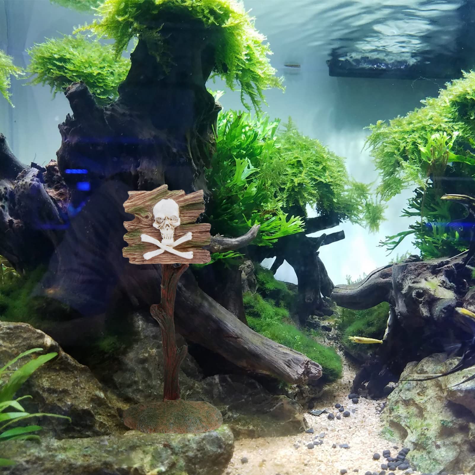 ULTECHNOVO 3pièces Ornement Résine Forme De Crâne pour Aquarium Décoration Originale avec Signal Avertissement pour Créer Une Ambiance Unique Votre Réservoir Eau